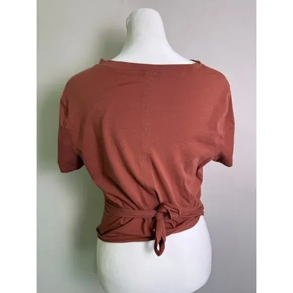 Lululemon Time To Restore Short Sleeve Wrap Top Rustic Clay Medium - Picture 3 of 10